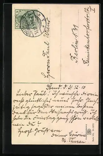 Künstler-AK Photochromie Nr. 2281: Uferpartie mit Bäumen