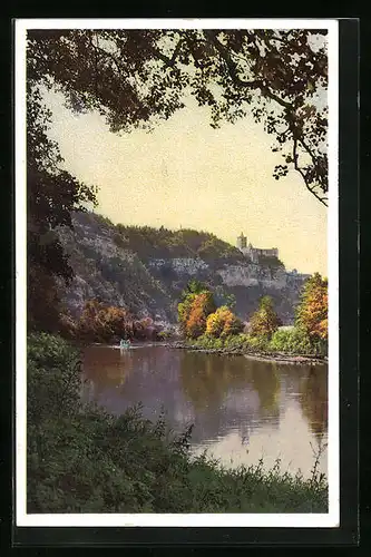 Künstler-AK Photochromie Serie 346 Nr. 5007: Uferpartie mit Bäumen