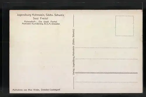 AK Hohnstein /Sächs. Schweiz, Jugendburg, Saal Feital, Innenansicht