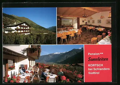 AK Schlanders /Kortsch, Pension Sunnleiten, Innenansicht, Terrasse