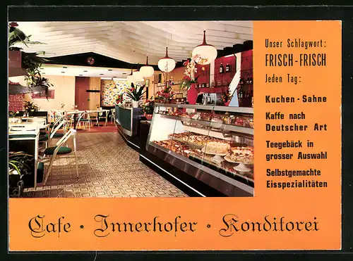 AK Kaltern, Cafe-Konditorei H. Innerhofer Laurinhaus, Innenansicht