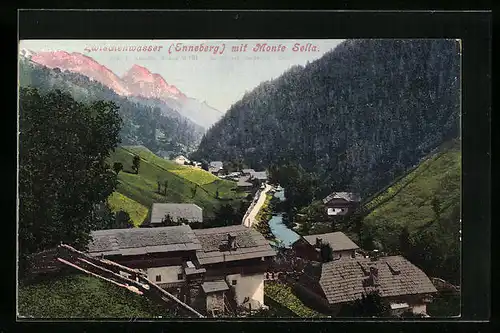 AK Zwischenwasser /Enneberg, Teilansicht mit Monte Sella