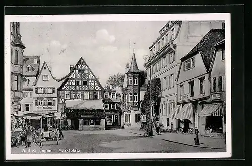 AK Bad Kissingen, Marktplatz mit Geschäften