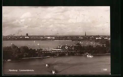 AK Hamburg-Neustadt, Lombardsbrücke mit Booten