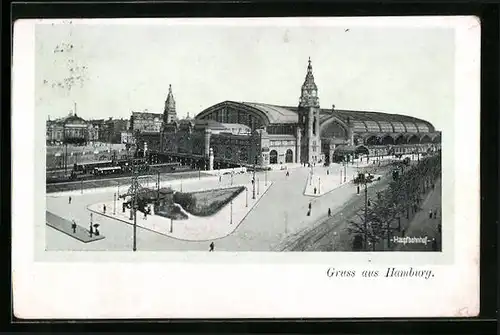 AK Hamburg-St.Georg, Blick zum Hauptbahnhof