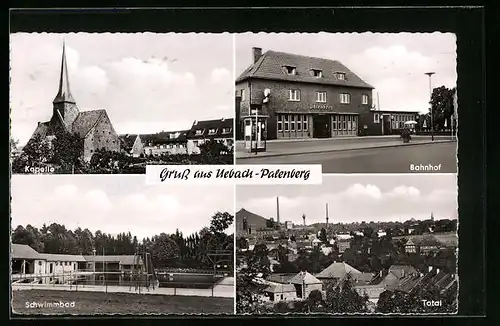 AK Uebach-Palenberg, Bahnhof, Kapelle, Schwimmbad und Ortsansicht