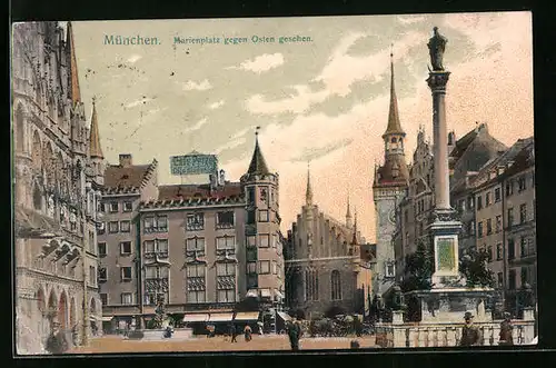 AK München, Marienplatz gegen Osten gesehen