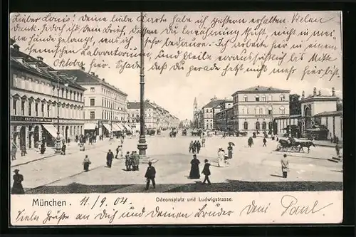 AK München, Odeonsplatz und Ludwigstrasse