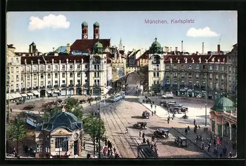 AK München, Karlsplatz aus der Vogelschau