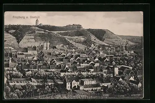 AK Freyburg a. U., Ortsansicht aus der Vogelschau