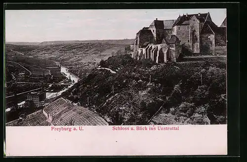 AK Freyburg a. U., Schloss und Blick ins Unstruttal