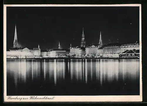 AK Hamburg-Neustadt, Blick zum nächtlichen Jungfernstieg