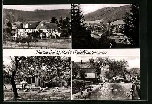 AK Wenholthausen /Sauerland, Hotel-Pension Gut Habbecke, Ortsansicht aus der Vogelschau