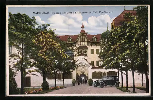 AK Marienbad, Eingang zum Grand-Etablissement Café Egerländer