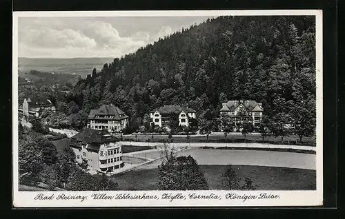 AK Bad Reinerz, Villen Schlesierhaus, Idylle, Cornelia, Königin Luise