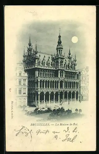 Mondschein-AK Brüssel / Bruxelles, La Maison du Roi