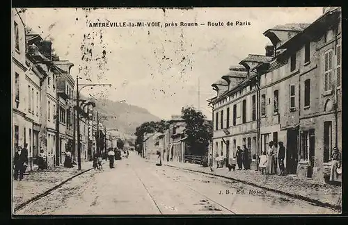 AK Amfreville-la-Mi-Voie, Route de Paris