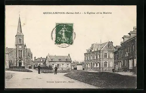 AK Quincampoix, L`Eglise et la Mairie