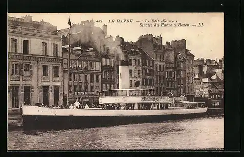 AK Le Havre, Bateau Félix-Faure, Service du Havre à Rouen