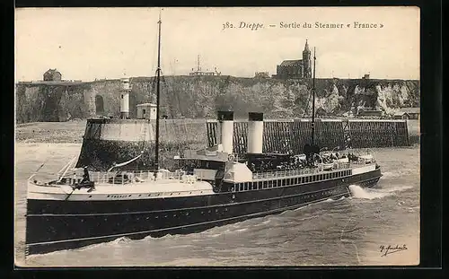 AK Dieppe, Sortie du Steamer France