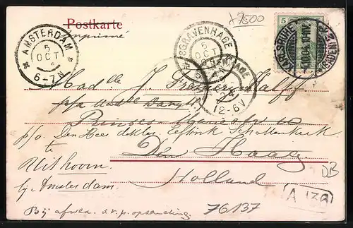 AK Karlsruhe, Kaiserstrasse mit Moninger