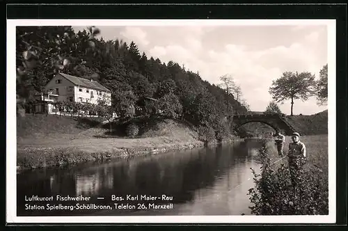 AK Marxzell, Flusspartie am Gasthaus Fischweiher