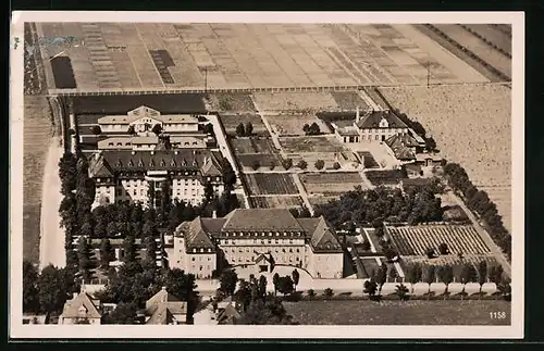 AK München-Nymphenburg, Krankenhaus vom Dritten Orden vom Flugzeug aus gesehen