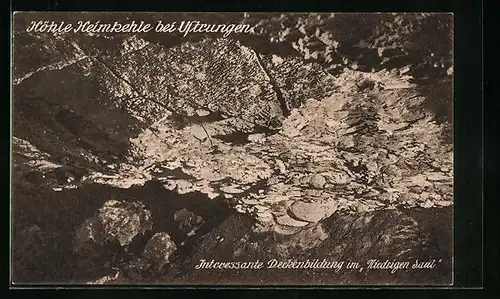 AK Uftrungen / Harz, Höhle Heimkehle, Interessante Deckenbildung im Niedrigen Saal