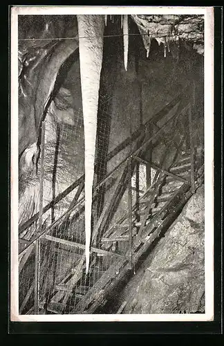 AK Blansko, Riesen-Stalaktit in der Punkwa-Höhle