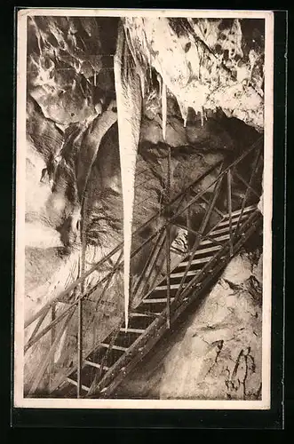 AK Blansko, Punkva-Höhle, Der grösste Stalaktit in den mährischen Grotten