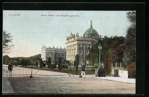 AK Potsdam, Neues Palais vom Südgitter gesehen