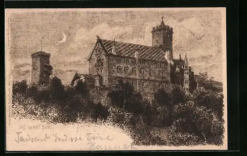 AK Eisenach, Wartburg im Mondschein