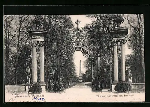 AK Potsdam, Eingang zum Park von Sanssouci