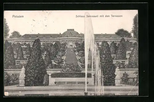 AK Potsdam, Schloss Sanssouci mit den Terrassen