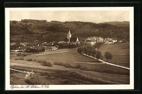 AK Pyhra, Ortsansicht mit Kirche