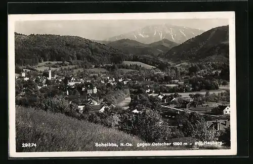 AK Scheibbs, Ortsansicht mit Heuberg