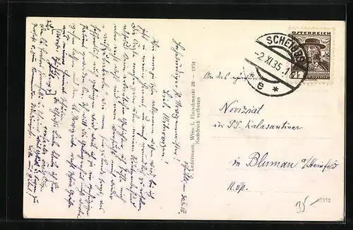 AK Scheibbs, Ortsansicht mit Heuberg