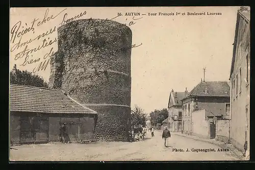 AK Autun, Tour Francois 1er et Boulevard Laureau