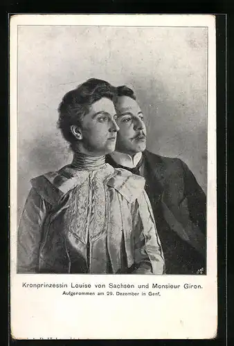 AK Kronprinzessin Louise von Sachsen und Monsieur Giron