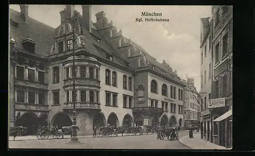 AK Münchner Hofbräuhaus, Aussenansicht, Bäckerei Karl Leutner