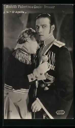 AK Schauspielerin Louise Dresser & Schauspieler Rodolfo Valentino in L'Aquila