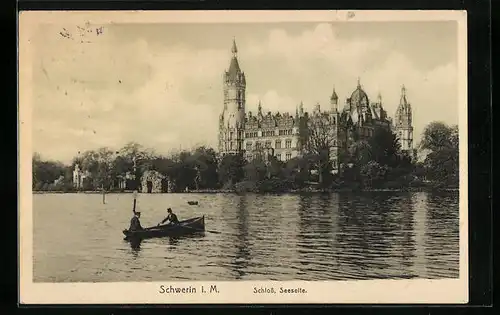 AK Schwerin i. M., Seeseite mit Schloss