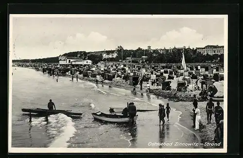 AK Zinnowitz / Ostsee, Strandpartie mit Badegästen