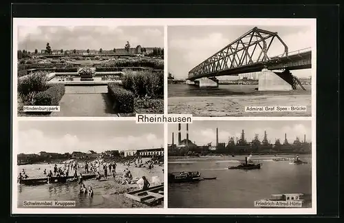 AK Rheinhausen, Hindenburgpark, Schwimmbad Kruppsee, Friedrich-Alfred-Hütte