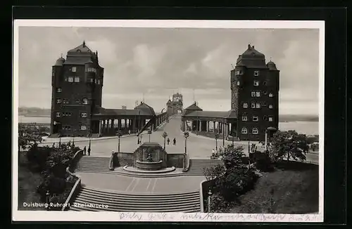 AK Duisburg-Ruhrort, Blick auf die Rheinbrücke