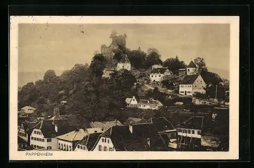 AK Pappenheim, Teilansicht mit Burgruine