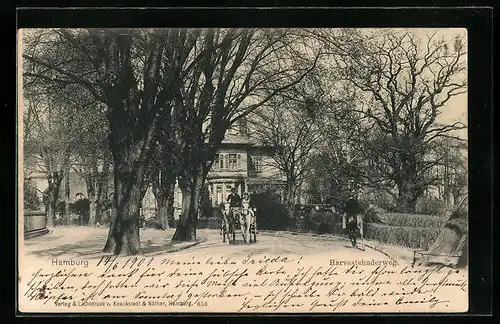 AK Hamburg, Harvestehuderweg mit Pferdewagen