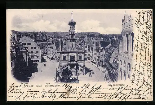 AK Kempten, Rathausplatz mit Kirche