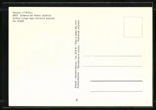 AK Schenna bei Meran, Pension Tirol mit Schwimmbecken