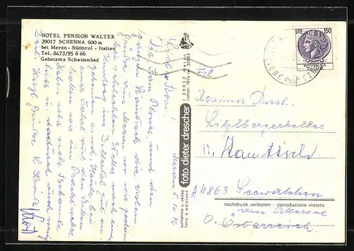 AK Schenna bei Meran, Pension Walder